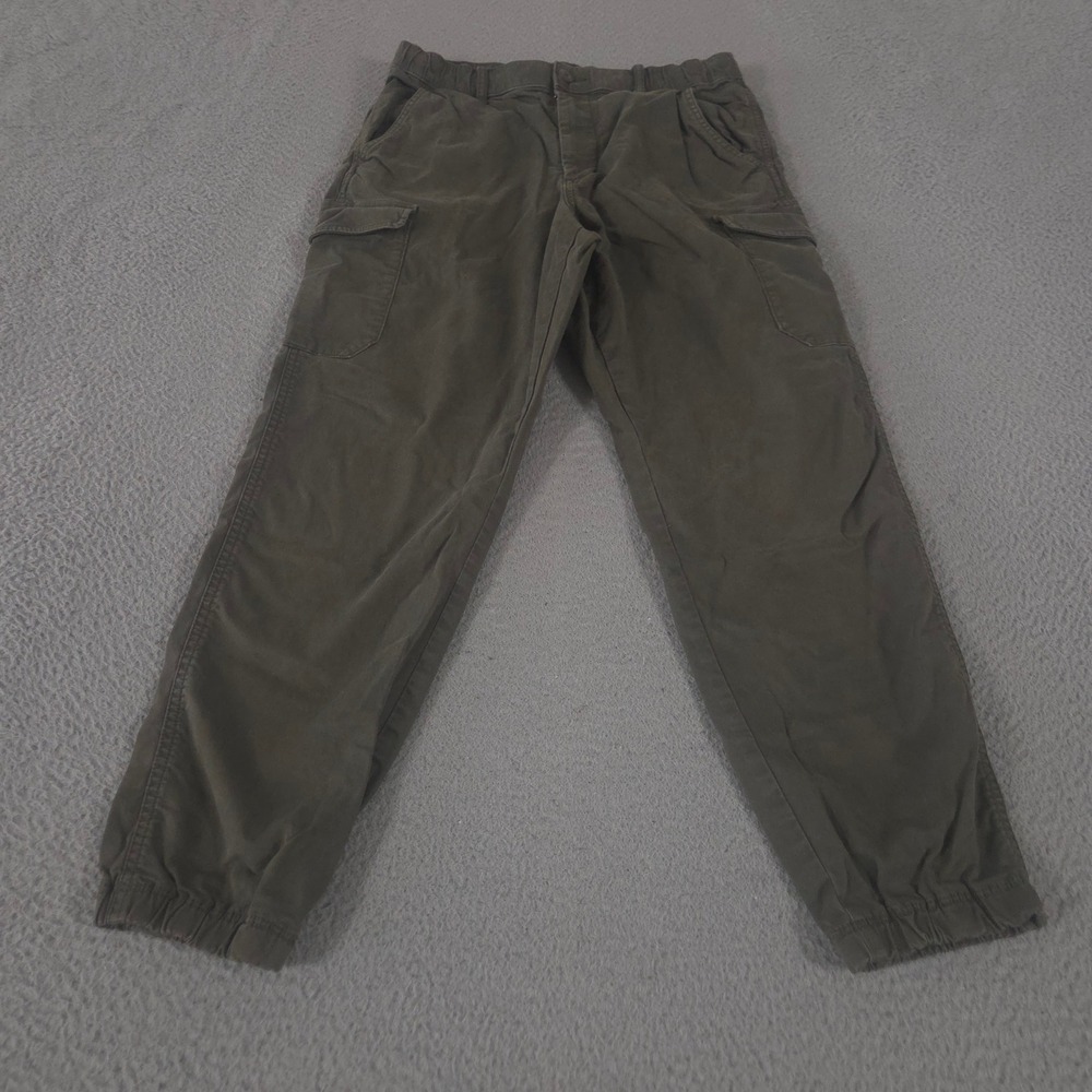 Uniqlo Pants Mens M Green Jogger Cargo Cotton Stretch Tapered Utility Pocket